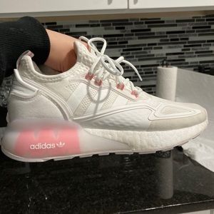 Adidas white pink shoe